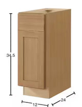 Avondale 12 in. W x 24 in. D x 34.5 in. H Ready to Assemble Plywood Shaker Base Kitchen Cabinet in White Oak