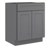 27 in. W x 21 in. D x 34.5 in. H in Shaker Grey Plywood Ready to Assemble Floor Vanity Sink Base Kitchen Cabinet