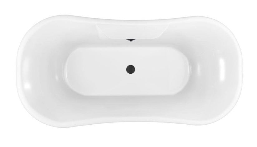 68 in. Acrylic Clawfoot Non-Whirlpool Bathtub in Glossy Black With Brushed GunMetal Clawfeet And Brushed GunMetal Drain