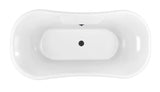68 in. Acrylic Clawfoot Non-Whirlpool Bathtub in Glossy Black With Brushed GunMetal Clawfeet And Brushed GunMetal Drain