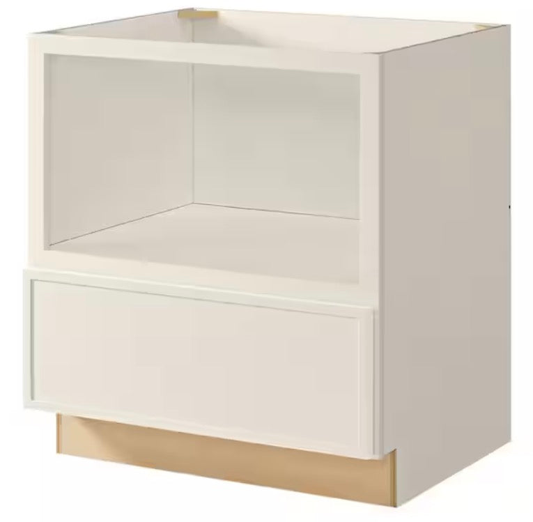 Leyton 30 in. W x 24 in. D x 34.5 in. H Ready to Assemble Plywood Slim Shaker Microwave Base Cabinet in Antique White