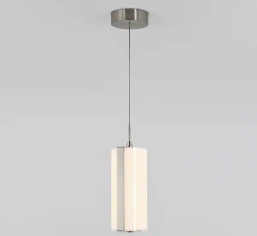 Subway Round 12-Watt 1 Light Chrome Modern Integrated LED Mini Pendant Light Fixture for Kitchen Island