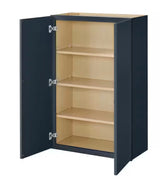 Leyton 27 in. W x 12 in. D x 42 in. H Ready to Assemble Plywood Slim Shaker Wall Kitchen Cabinet in Ink Blue