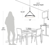 Townly 35-Watt 1-Light Satin Black Bowl Integrated LED Pendant Light with Open Metal Ring Shade