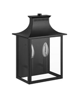 Emory Hills 13 in. 2-Light Matte Black Hardwired Outdoor Wall Light Lantern Sconce with No Bulbs Included