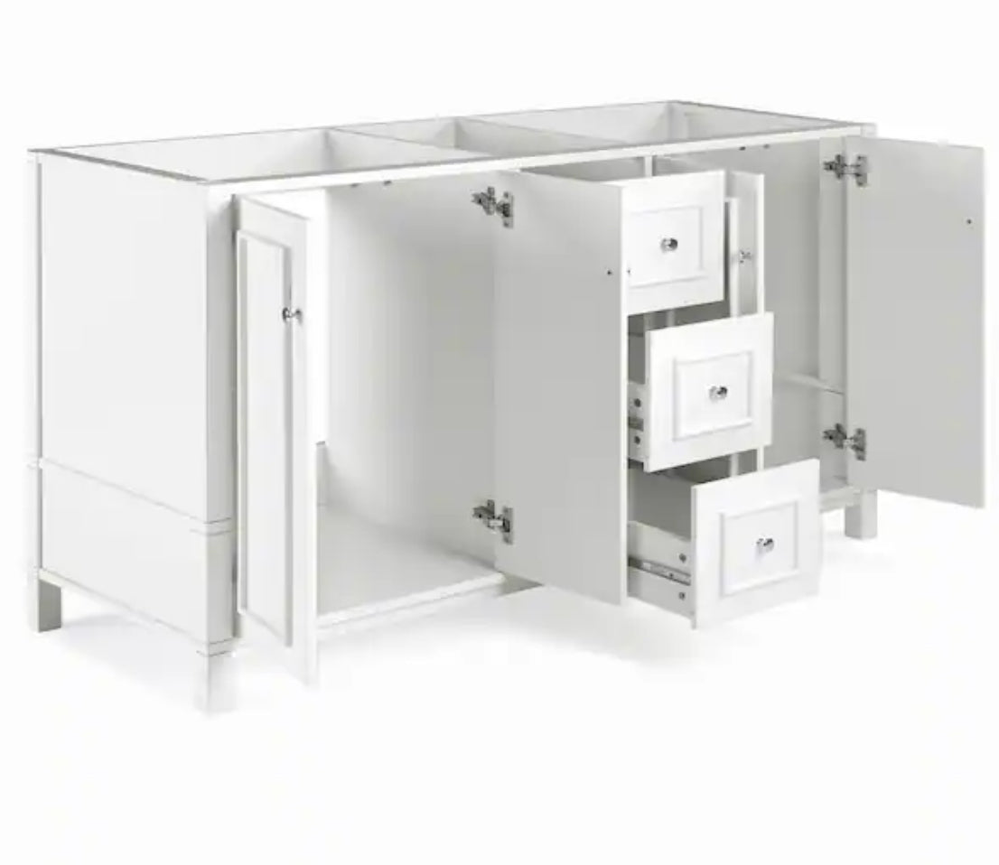 Williamsburg 60 in. W x 21 in. D x 34 in. H Bath Vanity Cabinet without Top in White