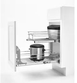 Chrome Steel 12 in. 2-Tier Pullout Basket with Soft-Close