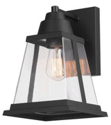 Donahue Matte Black Farmhouse Indoor/Outdoor 1-Light Wall Sconce with Clear Glass Shade