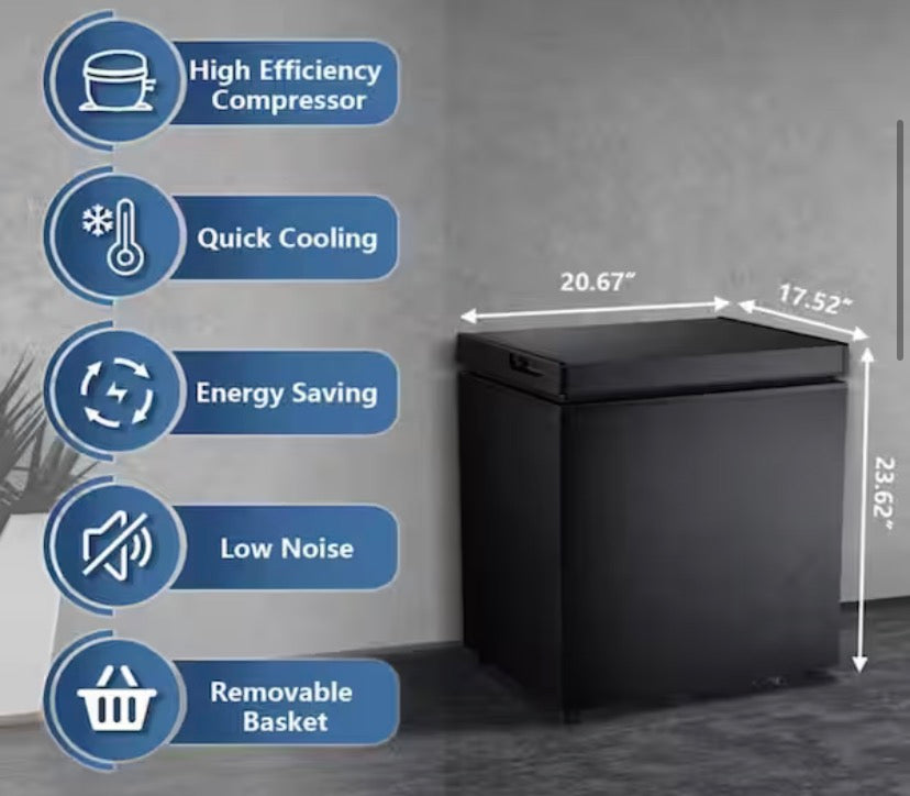 Garage Ready 20.67 in. 1.8 cu. ft. Manual Defrost Chest Freezer with Temperature Alarm Chest Freezer in Black