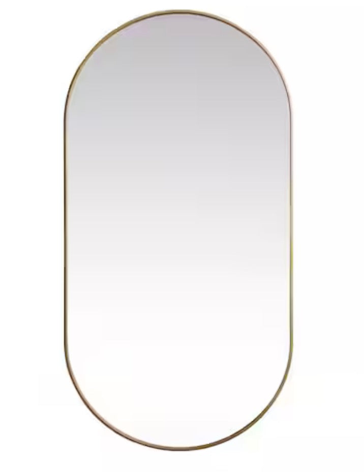 Timeless Home 36 in. W x 72 in. H x Modern Metal Framed Oval Brass Mirror
