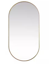 Timeless Home 36 in. W x 72 in. H x Modern Metal Framed Oval Brass Mirror