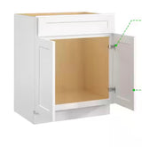 24 in. W x 21 in. D x 34.5 in. H in Shaker White Plywood Ready to Assemble Floor Vanity Sink Base Kitchen Cabinet