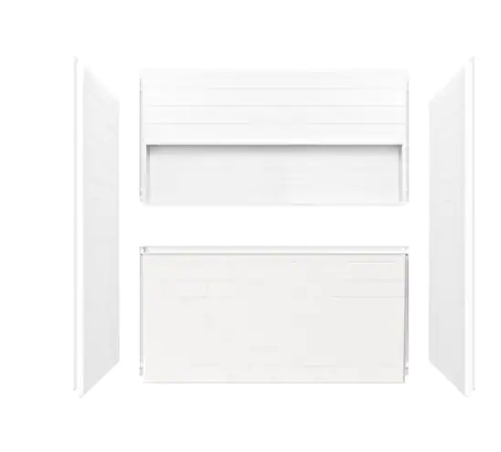 Nextile 30 in. x 60 in. x 60 in. 4-Piece Direct-to-Stud Alcove Tub Surround in White