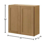 Avondale 30 in. W x 12 in. D x 30 in. H Ready to Assemble Plywood Shaker Wall Kitchen Cabinet in White Oak