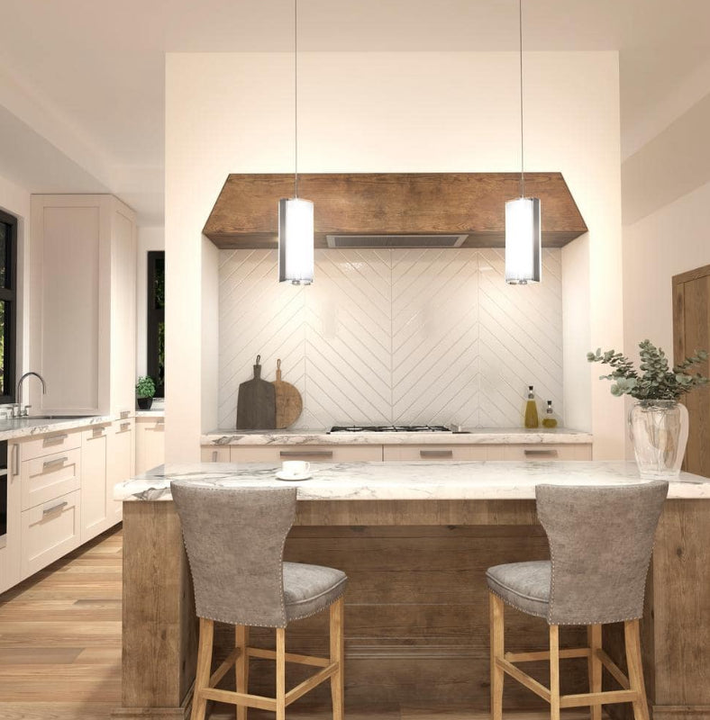 Subway Round 12-Watt 1 Light Chrome Modern Integrated LED Mini Pendant Light Fixture for Kitchen Island