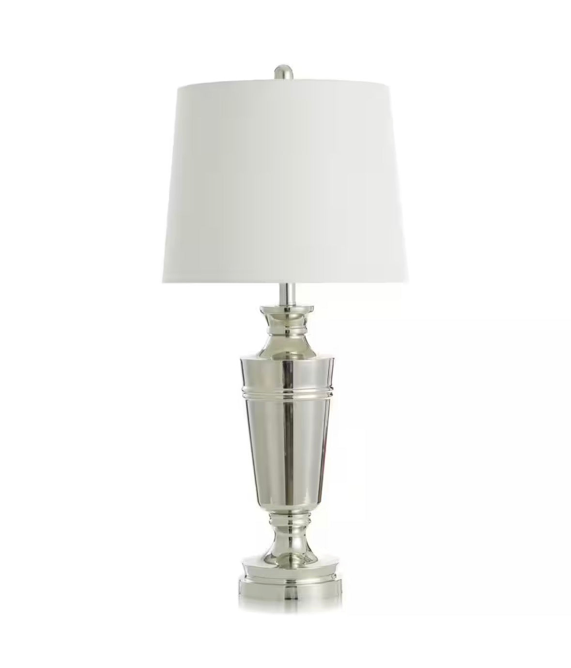 30 in. Polished Nickel, Off-White Task and Reading Table Lamp for Living Room with White Linen Shade