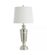30 in. Polished Nickel, Off-White Task and Reading Table Lamp for Living Room with White Linen Shade