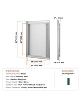 BBQ Access Door 17 in. W x 24 in. H Single Outdoor Kitchen Door Stainless Steel Flush Mount Vertical Wall Door