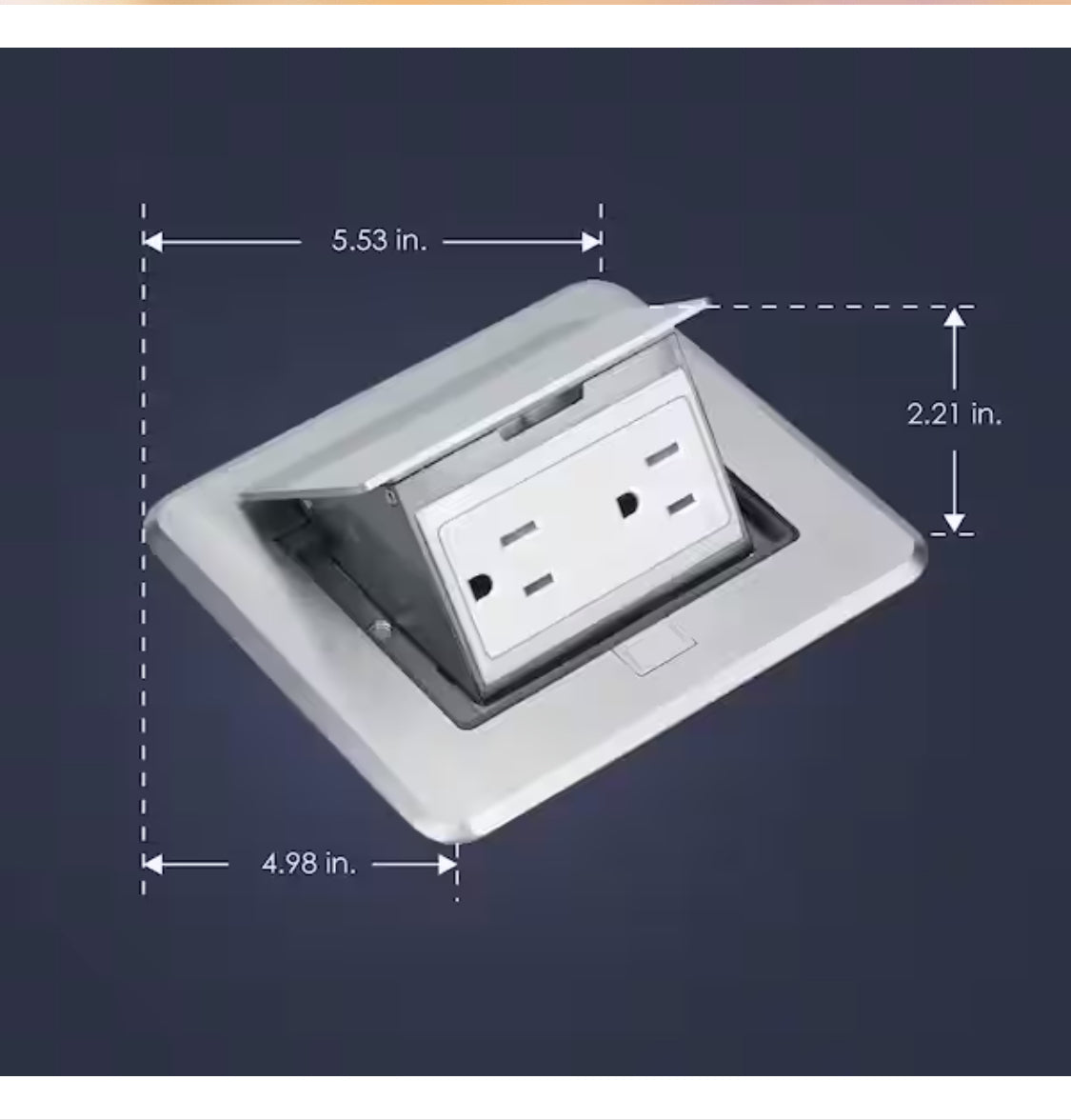 Pop-Up Floor Outlet, Electrical Box for Wood Sub-Flooring with 15A TR Duplex Receptacle, Satin Nickel