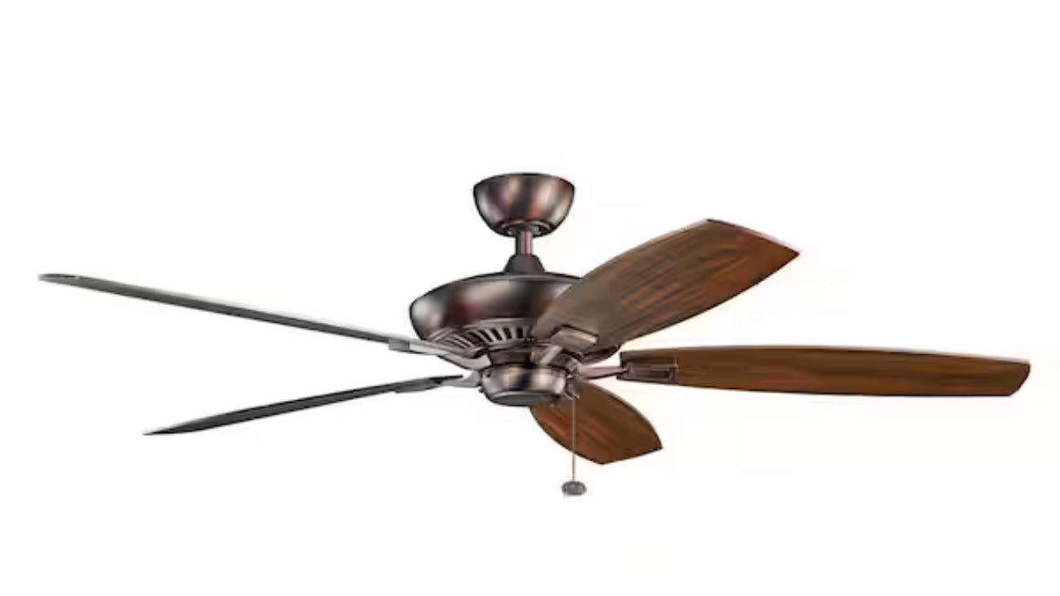 Canfield XL 60 in. Indoor Oil Brushed Bronze Downrod Mount Ceiling Fan with Pull Chain for Bedrooms or Living Rooms