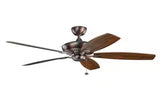 Canfield XL 60 in. Indoor Oil Brushed Bronze Downrod Mount Ceiling Fan with Pull Chain for Bedrooms or Living Rooms