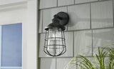 13.48 in. 1-Light Black Hardwired Nautical Outdoor Wall Light Lantern Sconce with No Bulb Included