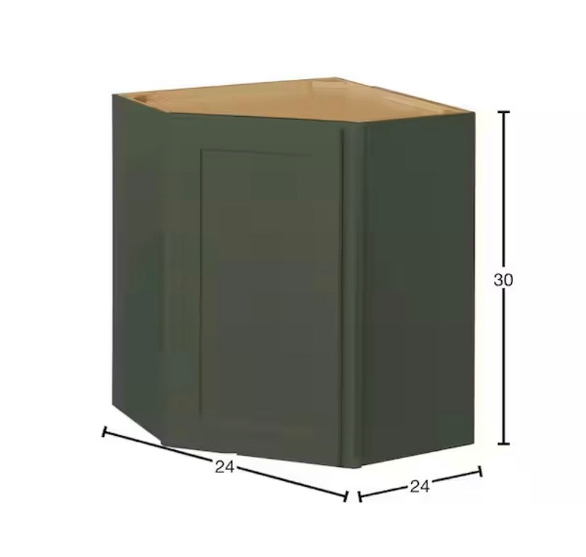 Avondale 24 in. W x 24 in. D x 30 in. H Ready to Assemble Plywood Shaker Diagonal Corner Kitchen Cabinet in Fern Green