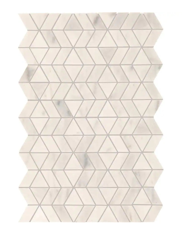 Xpress Mosaix Peel 'N Stick Frost White 18 in. x 12 Marble Zipper Mosaic Tile (14.5 sq. ft./Case)