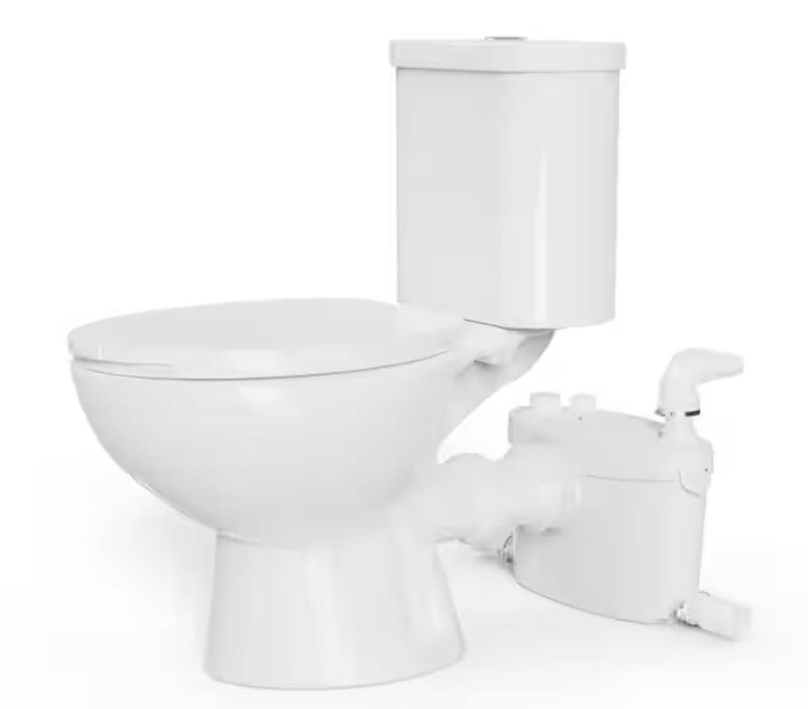 Rear Drain Macerating Toilet 2-Piece 1/1.6 GPF Double Flush Round Toilet with 8 HP Macerating Pump in White
