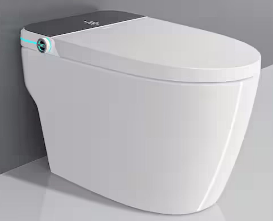 Elongated Smart Toilet with Bidet Built-In 1.28 GPF Bidet Toilet with Tank Auto Flush Auto Close/Open Lid Foot Sensor
