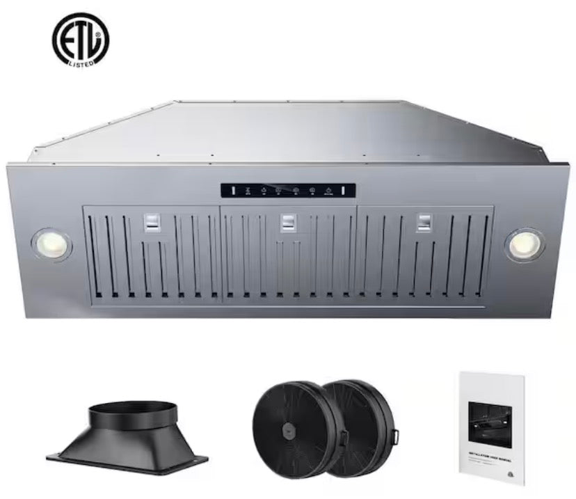 36 in. 900 CFM Convertible Ducted to Ductless Insert Range Hood in Stainless Steel with LED, Gesture and Touch Control