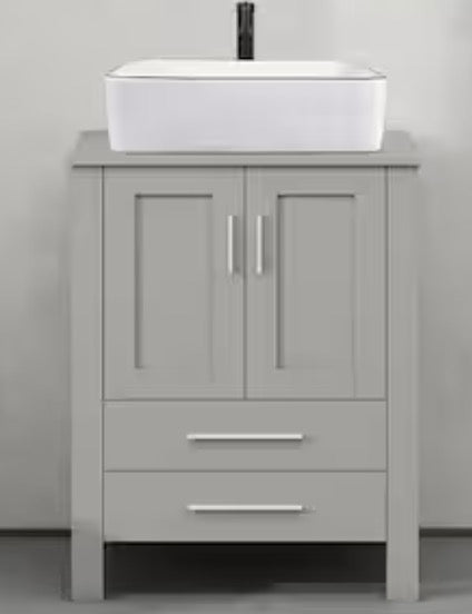 24 in. W x 20 in. D x 32 in. H Single Sink Bath Vanity in Gray Base Only