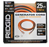 25 ft. 10/4 Heavy Duty Outdoor L14-30 Amp Generator Extension Cord with Lighted End, Orange/Grey