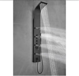 65 in. 8-Jet Rainfall Shower Panel System with Waterfall Shower Head and Shower Wand in Black Painted Stainless Steel