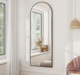 18 in. W x 58 in. H Arched Black Modern Aluminum Alloy Framed Full Length Mirror Wall Mirror