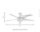 Windward IV 52 in. Indoor LED Matte White Ceiling Fan with Dimmable Light Kit, Remote Control and Reversible Motor