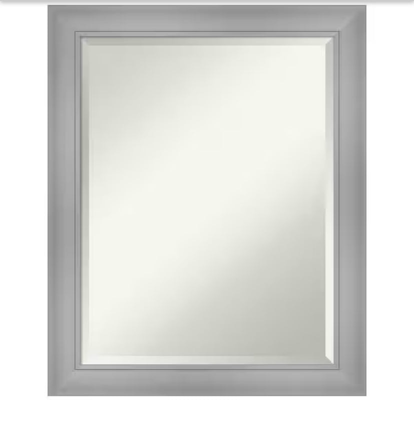 Medium Rectangle Flair Polished Nickel Beveled Glass Modern Mirror (28 in. H x 22 in. W)