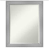 Medium Rectangle Flair Polished Nickel Beveled Glass Modern Mirror (28 in. H x 22 in. W)