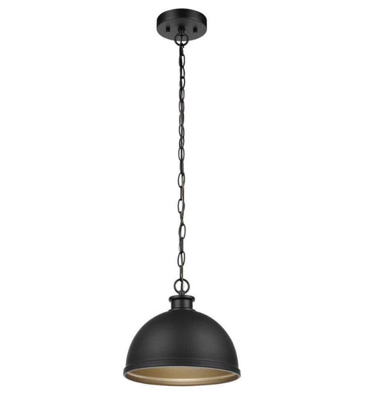 Talullah 1-Light Matte Black Pendant Lighting with Gold Interior