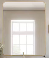 30 in. W x 40. 2 in. H Rectangular Aluminum Frame Square Gold Wall Mirror