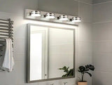 30 in. 4-Light Nickel LED Vanity Light with Dimmable 5500K Light and 270° Swivel Range Acrylic Lampshade