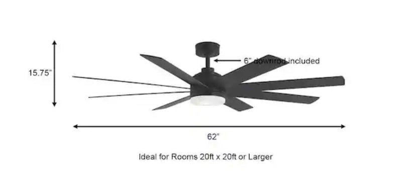 Celene II 62 in. Indoor/Outdoor Matte Black DC Motor Ceiling Fan with Adjustable White Integrated LED w/ Remote Included