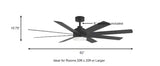 Celene II 62 in. Indoor/Outdoor Matte Black DC Motor Ceiling Fan with Adjustable White Integrated LED w/ Remote Included