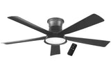 Hawkspur 52 in. Indoor/Outdoor Matte Black Low Profile Ceiling Fan with Adjustable White LED with Remote Included