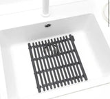 11.8 in. L x 11.8 in. W Sink Side Extendable Bottom Grid Sink Mat in Dark Gray