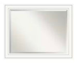 Craftsman White 33 in. x 27 in. Beveled Rectangle Wood Framed Bathroom Wall Mirror in White