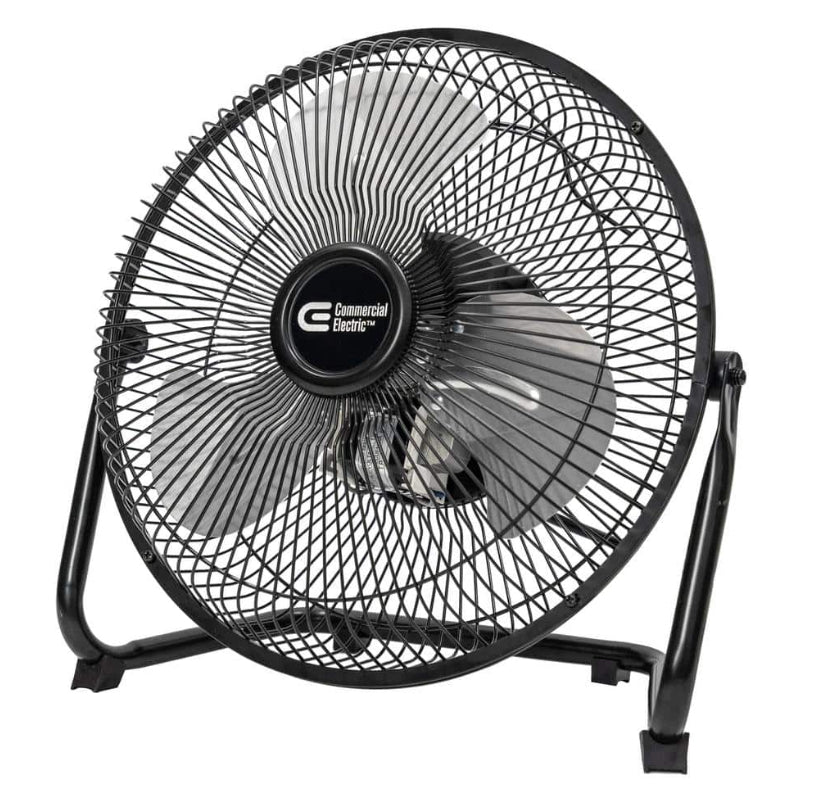 9 in. 3-Speed High Velocity Floor Fan in Black With Wall Mount Bracket