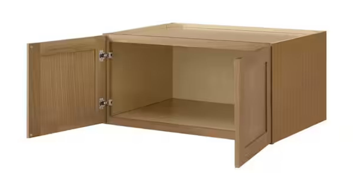 Avondale 36 in. W x 24 in. D x 18 in. H Ready to Assemble Plywood Shaker Wall Bridge Kitchen Cabinet in White Oak