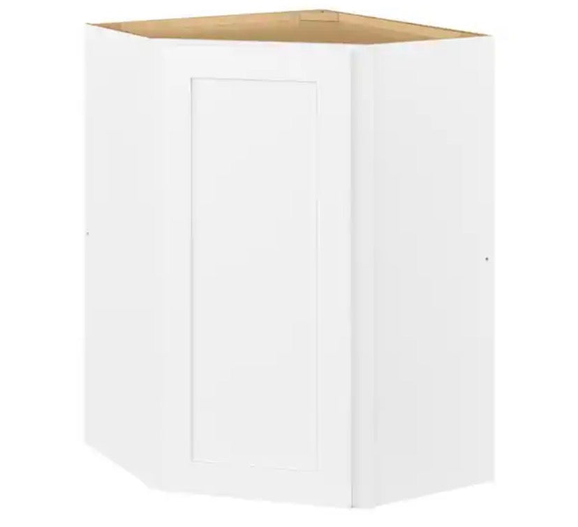 Avondale Shaker Alpine White Quick Assemble Plywood 24 in Corner Wall Kitchen Cabinet (24 in W x 36 in H x 24 in D)
