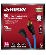 50 ft. 14/3 Medium Duty Cold Weather Indoor/Outdoor Extension Cord, Blue